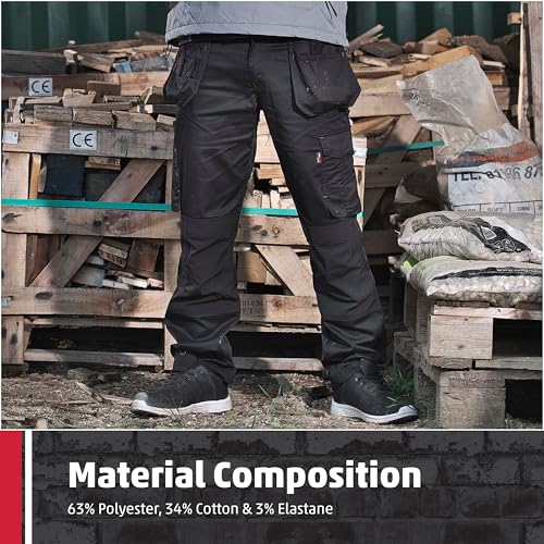 Detalle de TuffStuff Proflex Work Trousers, Black – 34" Waist, Regular 30" Length
