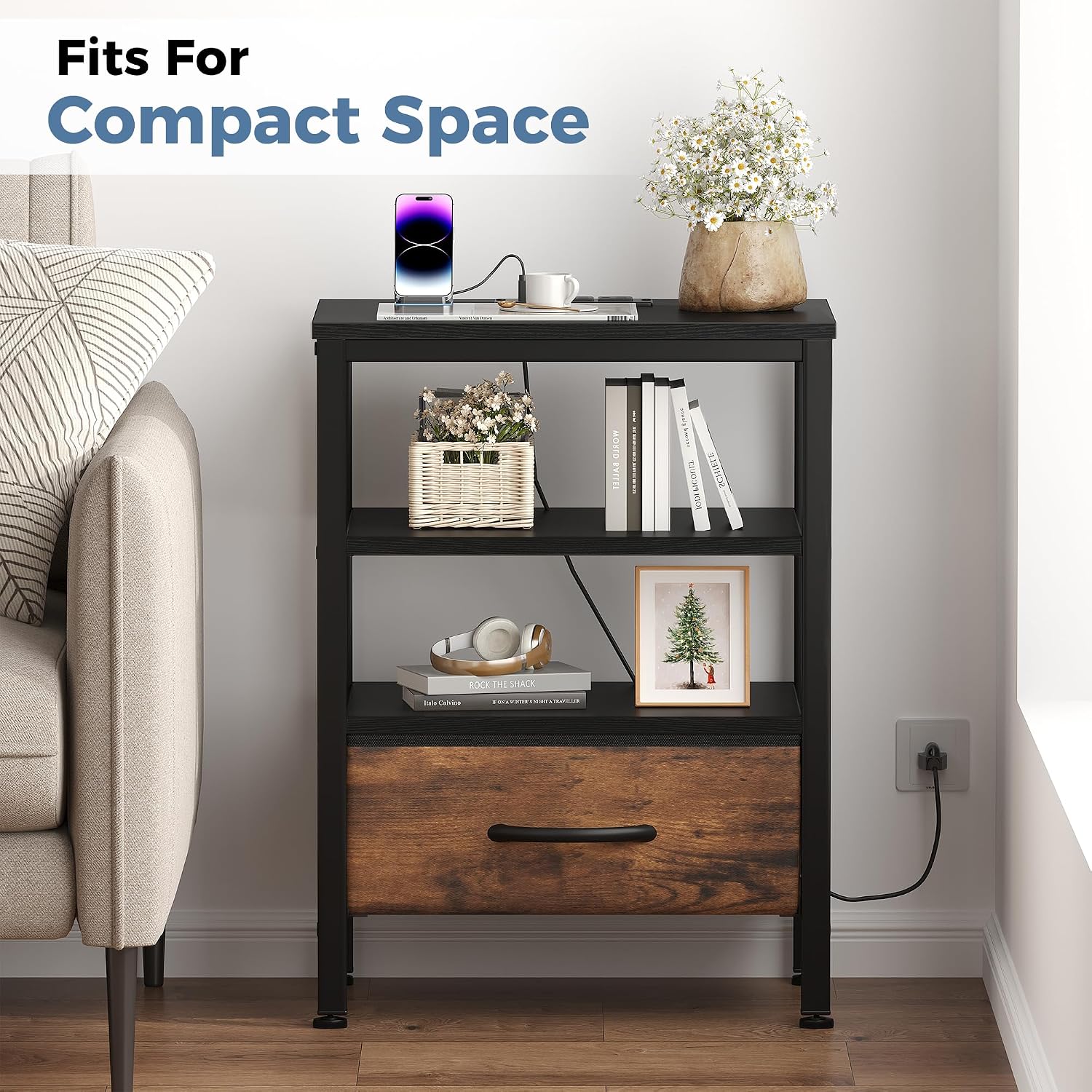 Thumbnail 6 de OLIXIS Nightstand with Fabric Drawer