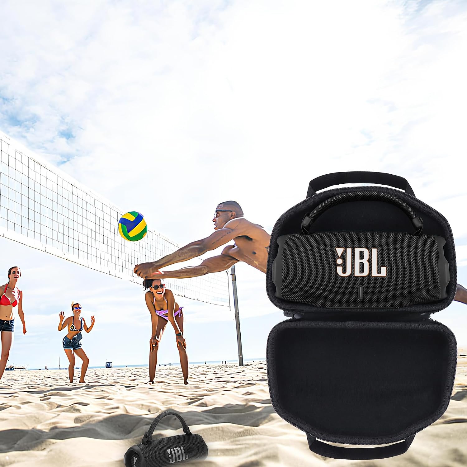 Thumbnail 1 de Lebakort Hart Schutz Hülle für JBL Charge 6 (Grau+Grün) – robuste EVA/Nylon-Tasche mit Schultergurt