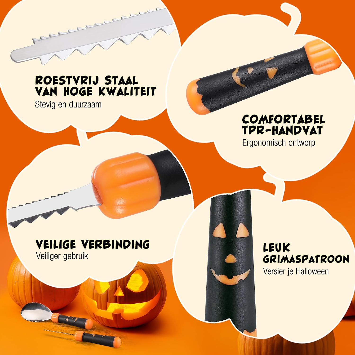 Thumbnail 4 de HAUSHOF HH24028 pompoensnijset, 5-delig met opbergtas en patroon