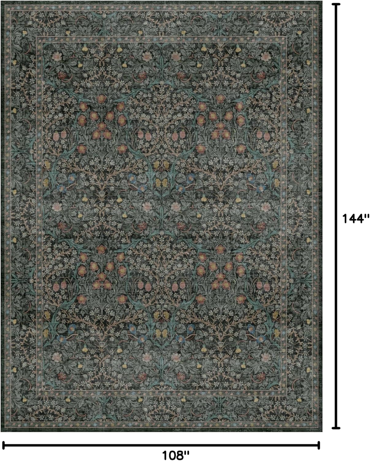 Thumbnail 1 de 9x12 Dark Green Washable Rug