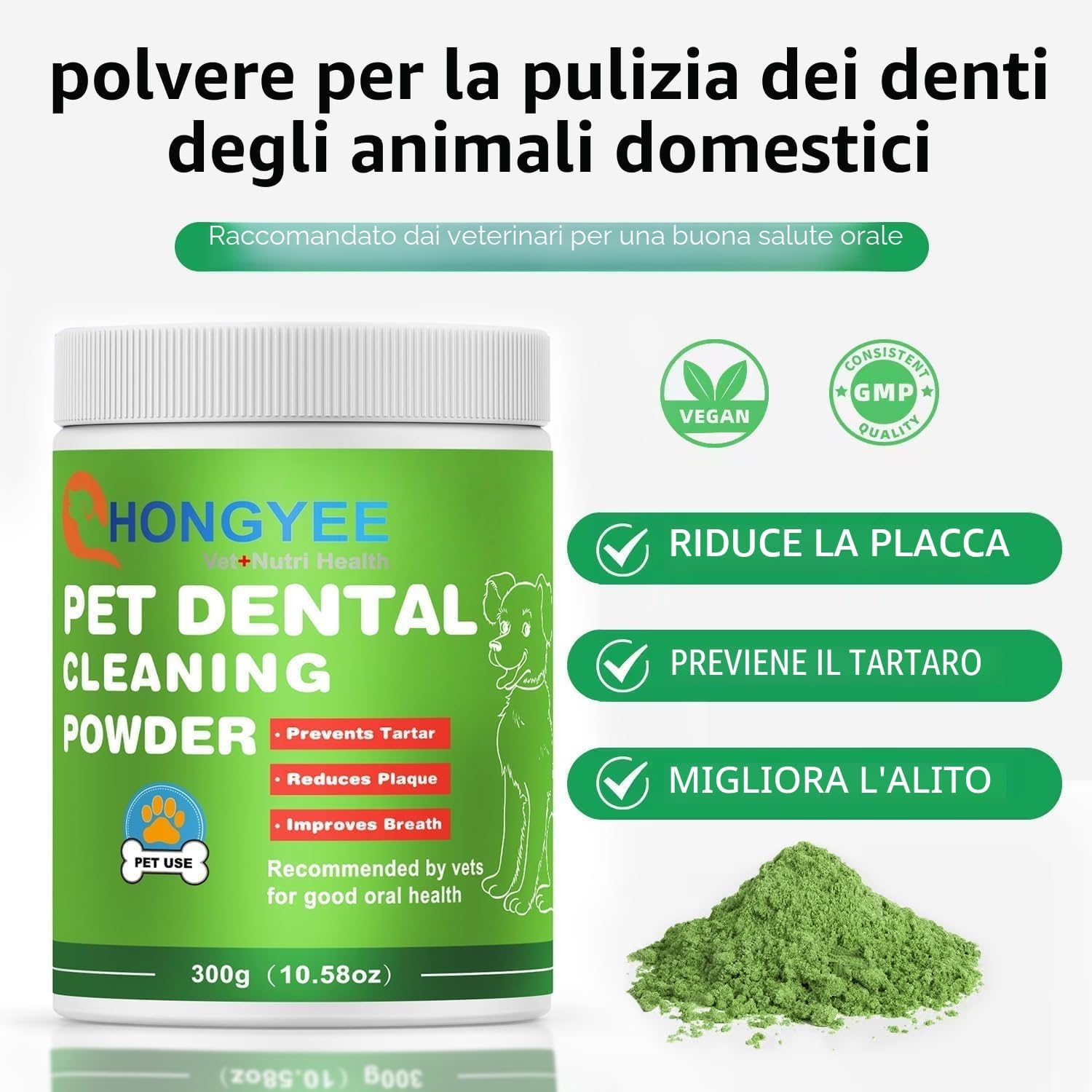 Detalle de Polvere Denti Cane 300 g per rimuovere placca e tartaro (cani e gatti)