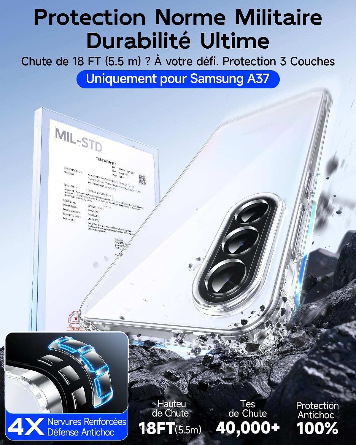 Detalle 2 de LeYi Coque Samsung A37 5G Transparent