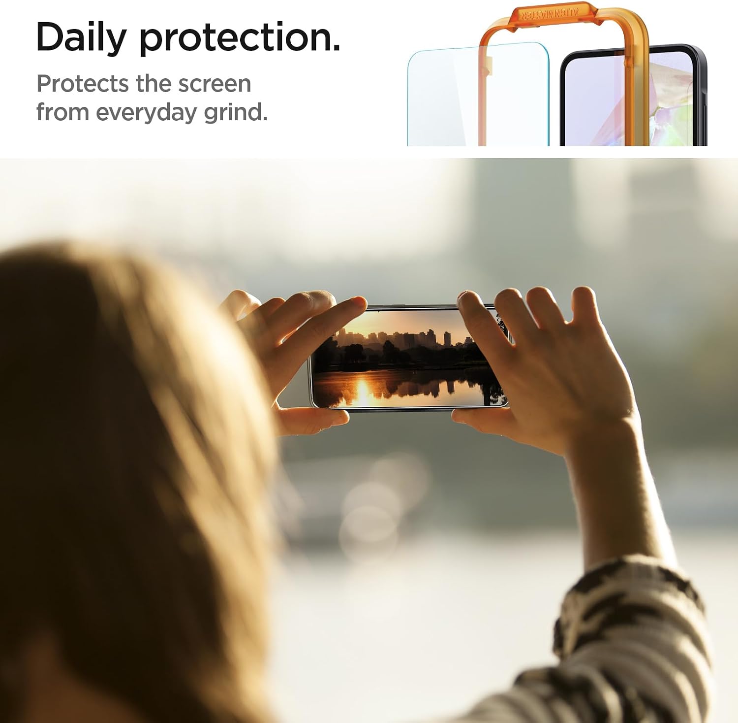 Detalle de Spigen AlignMaster Vetro Temperato per Samsung Galaxy A35 5G (2 pezzi) con cornice di allineamento