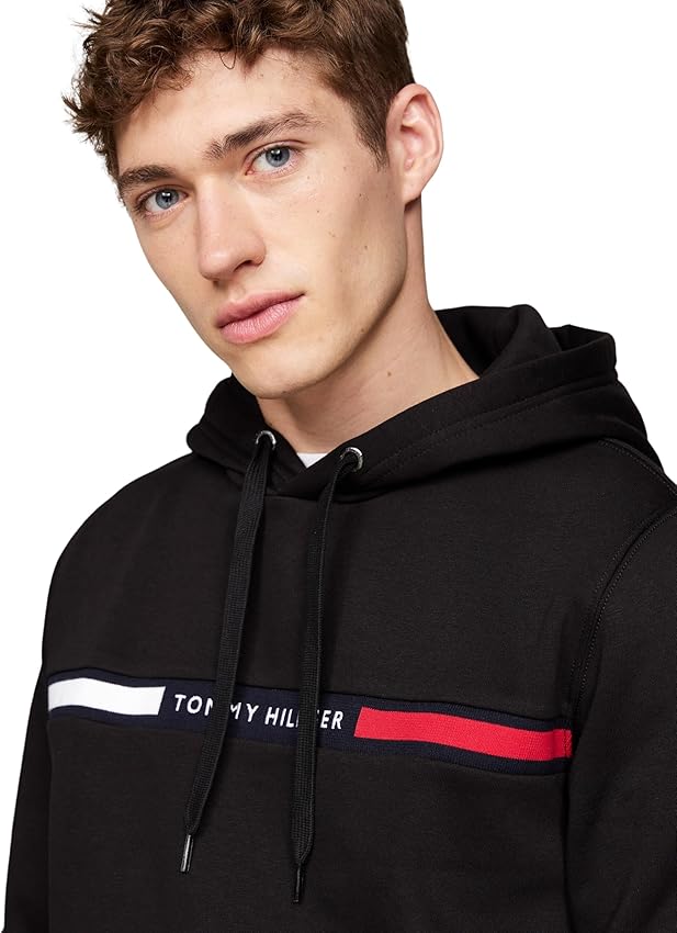 Detalle de Tommy Hilfiger Hoodie Chest Insert con bolsillo canguro, talla S