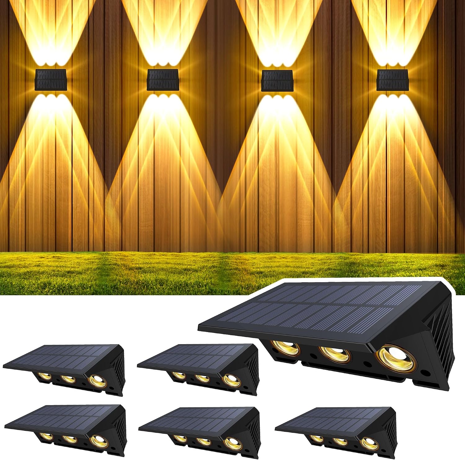 Detalle de Delaiglow Lampade Solari da Esterno: 6 Applique Solarie IP67 per Giardino e Recinzione