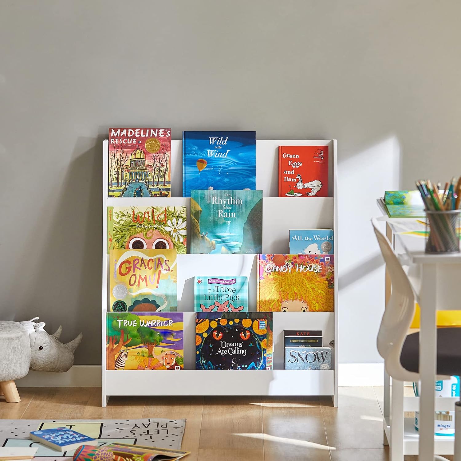 Detalle 2 de SoBuy KMB32-W bibliothèque enfant 80x30x88 cm