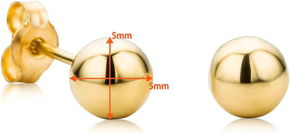 Thumbnail 2 de Orovi Boucles d'Oreilles Or 9 Carats 375 – Boule, fait main, hypoallergéniques, boîte cadeau incluse
