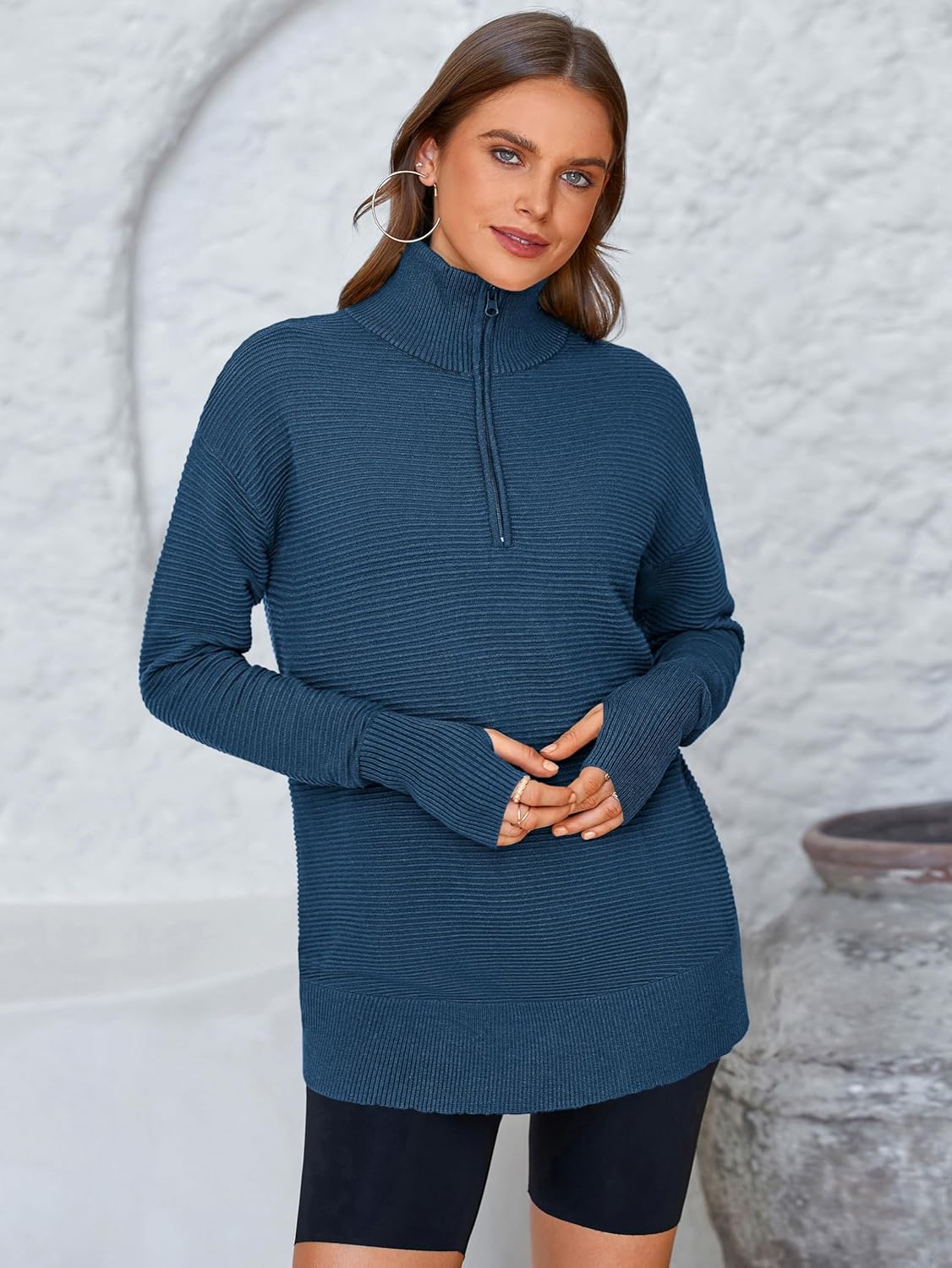 Thumbnail 3 de PRETTYGARDEN Long Sleeve Quarter Zip Pullover
