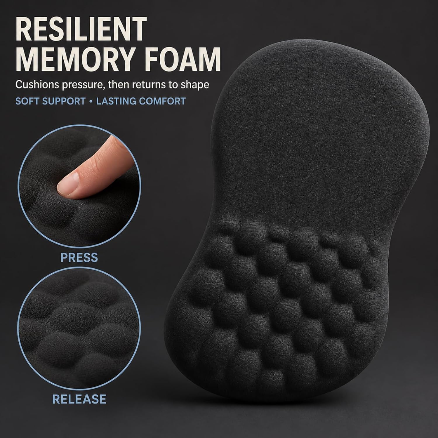 Detalle 2 de Zylentix ZL-MP001 Ergonomic Mouse Pad, 12 x 8 in, Memory Foam Wrist Rest