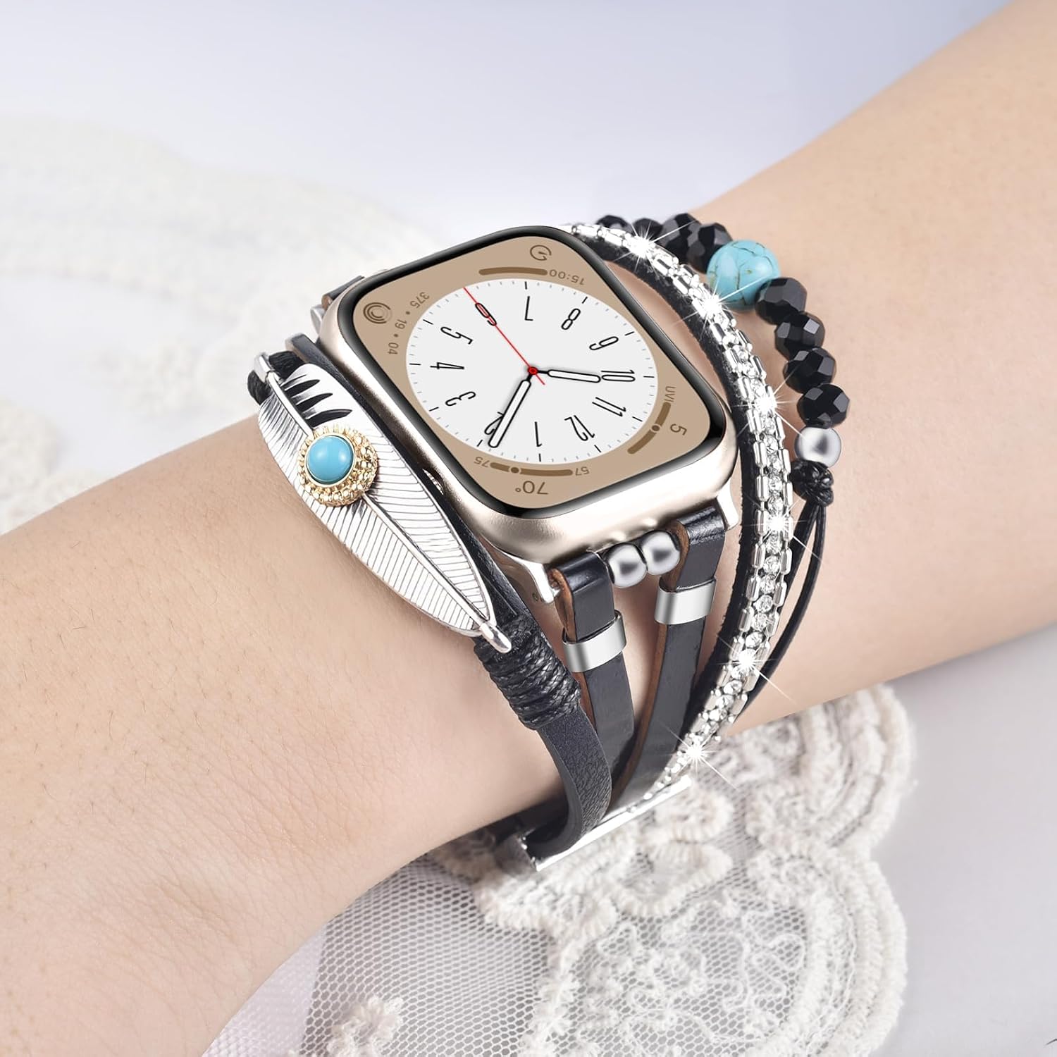 Detalle de V.R.HOPE Boho-Armband für Apple Watch (Damen) – kompatibel mit 38/40/41/42/44/45/46/49 mm