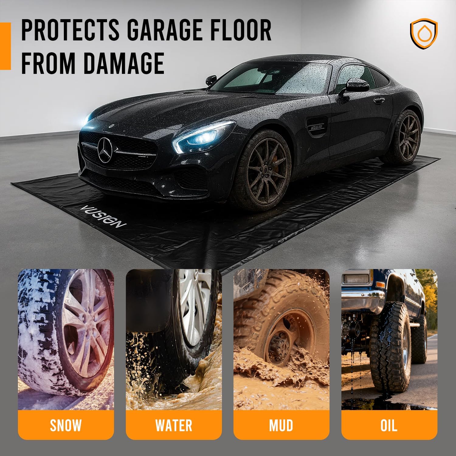 Detalle 2 de VUSIGN VS2057 Garage Containment Mat, 8'6" x 20', Waterproof PVC