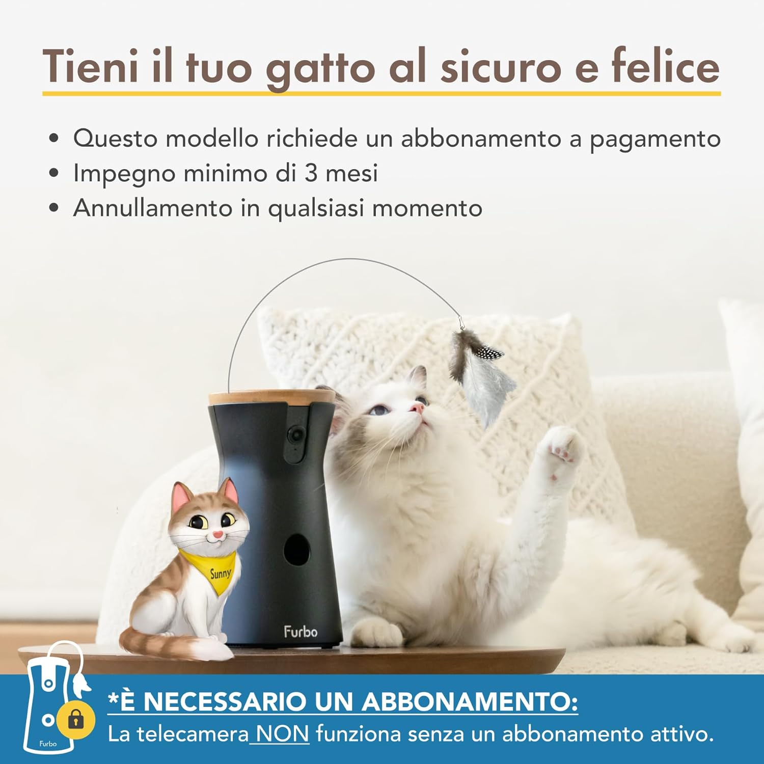 Thumbnail 4 de Furbo Videocamera 360° per gatti con Pacchetto Sicurezza Premium (abbonamento richiesto)