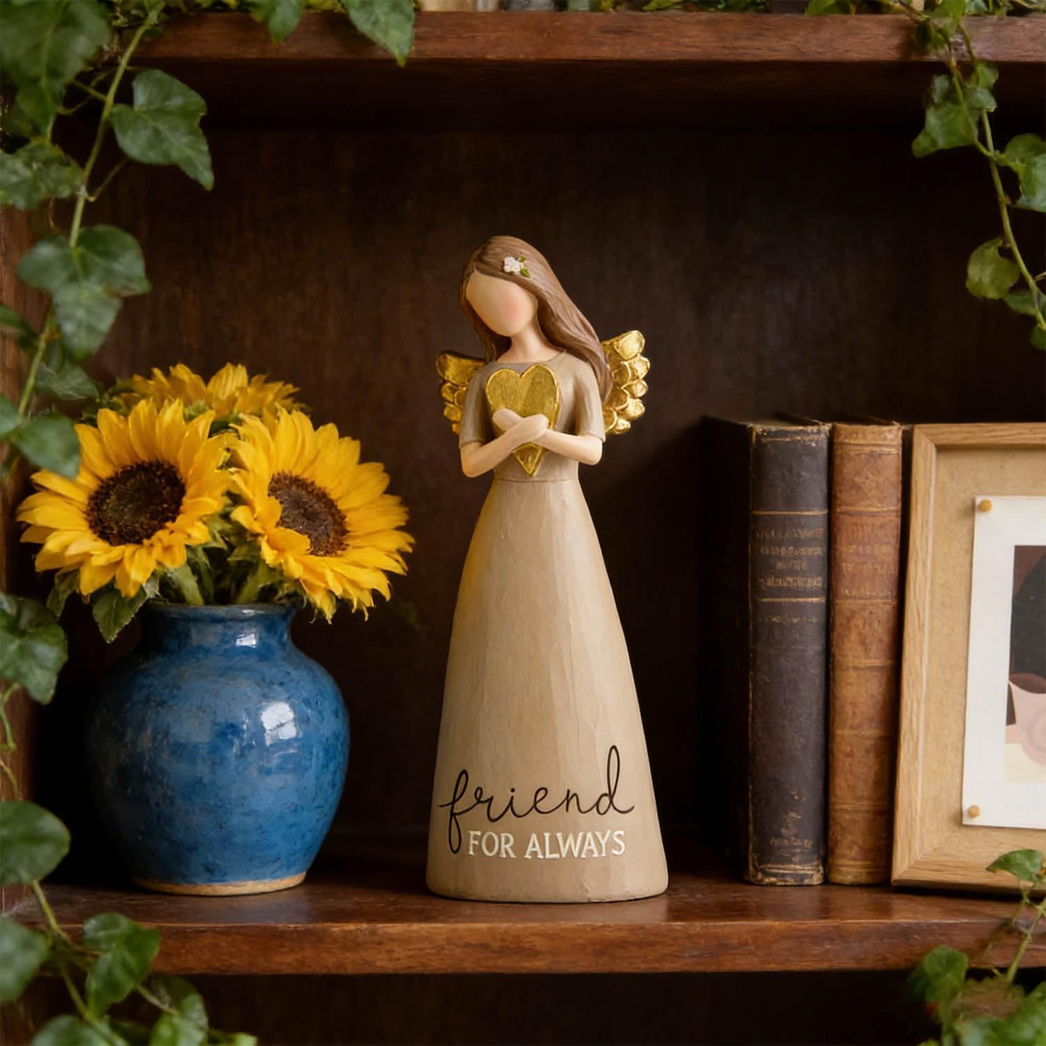 Detalle de DurableDelights Friend for Always Angel Figurine, Taupe Resin Keepsake
