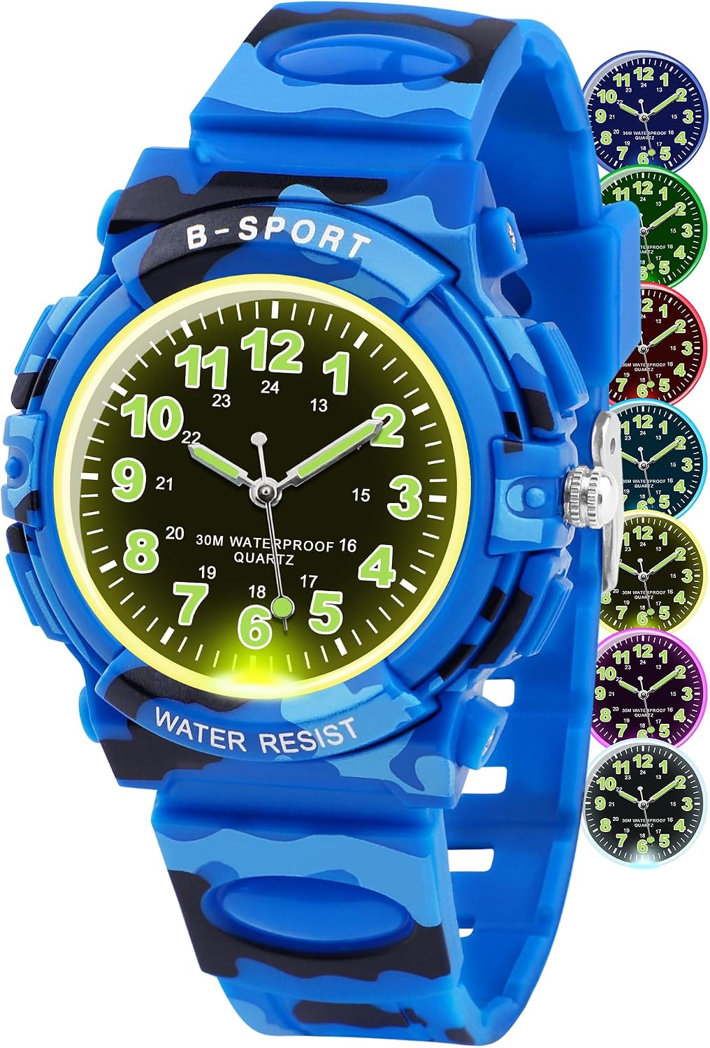 Thumbnail 6 de GUUMUXIN Lernuhr für Kinder – Analoge Uhr mit bunten Lichtern, TPU Armband, 30 m wasserdicht (5–16 Jahre)