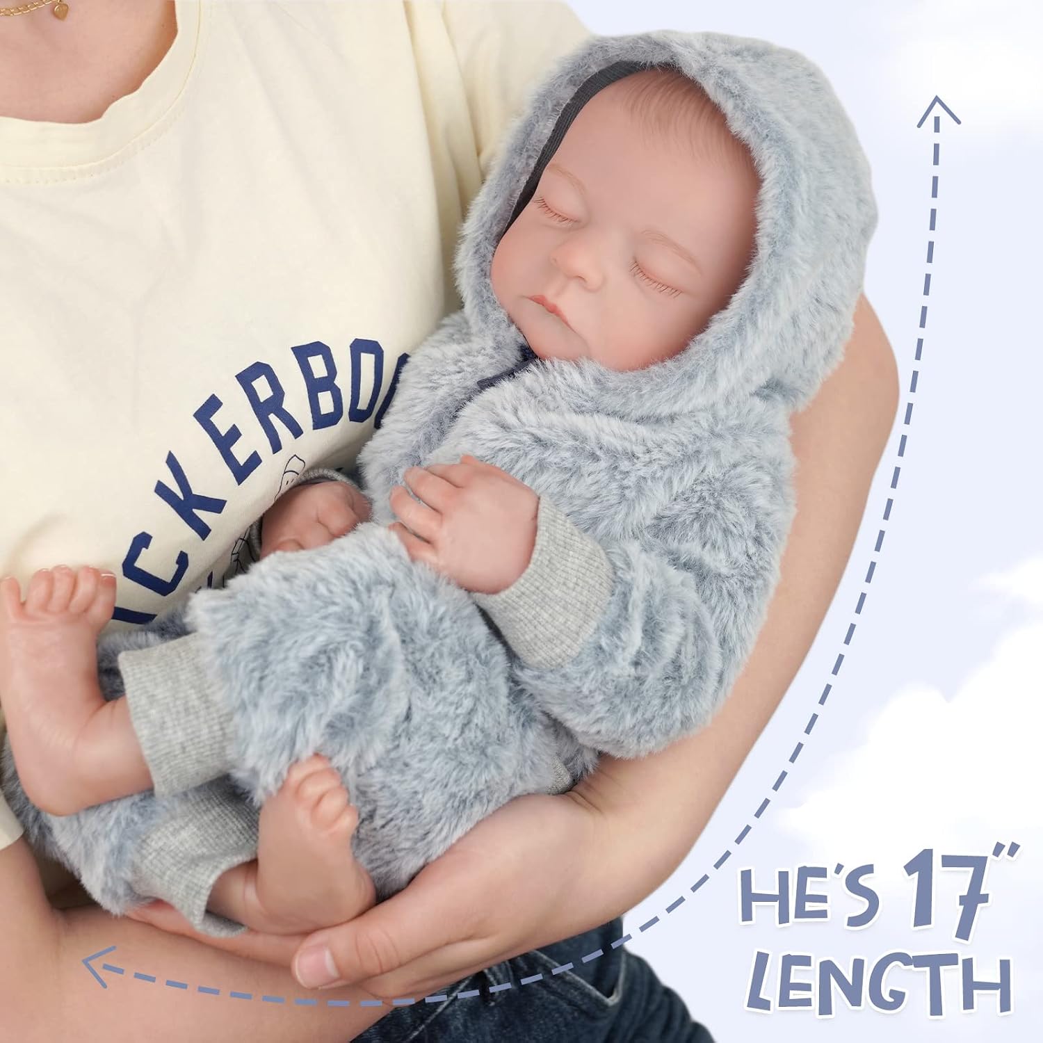 Detalle de JIZHI Reborn Bambola Ragazzo 17 Pollici: Realistica, Fatto a mano e Lavabile