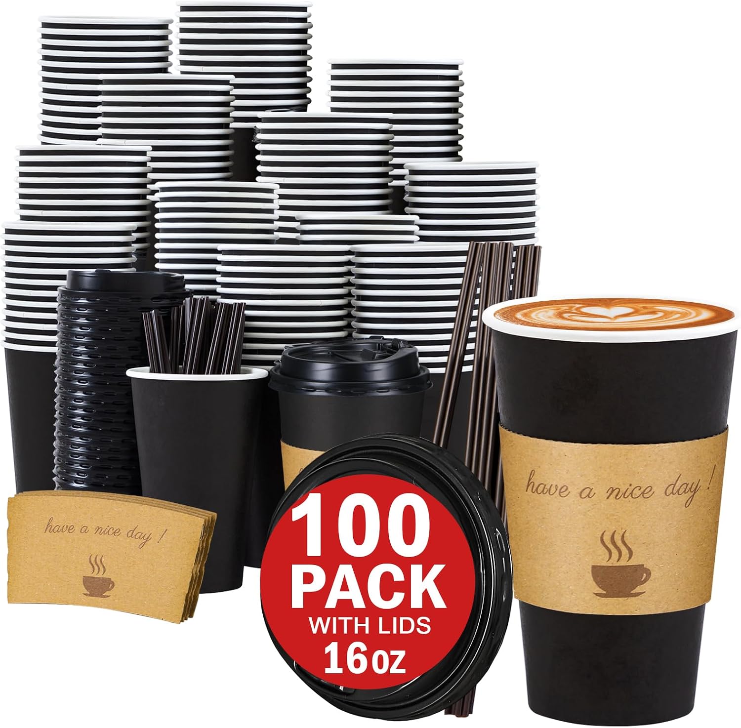 Thumbnail 6 de Lamosi 16 oz Coffee Cups 50 Pack