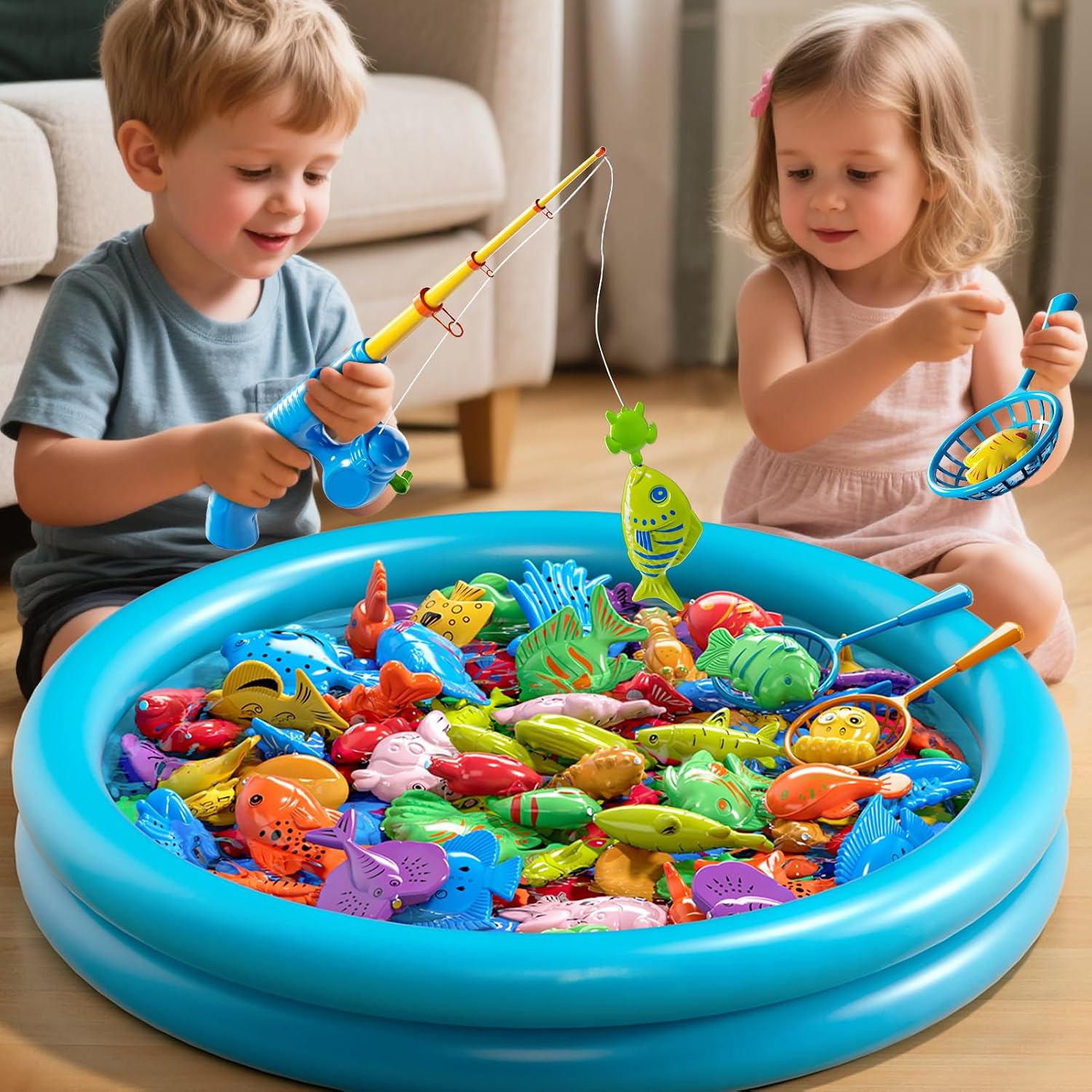 Detalle de Magnetic Fishing Pool Toys Game for Kids – Outdoor Bath & Water Table Set (3–8 Years)