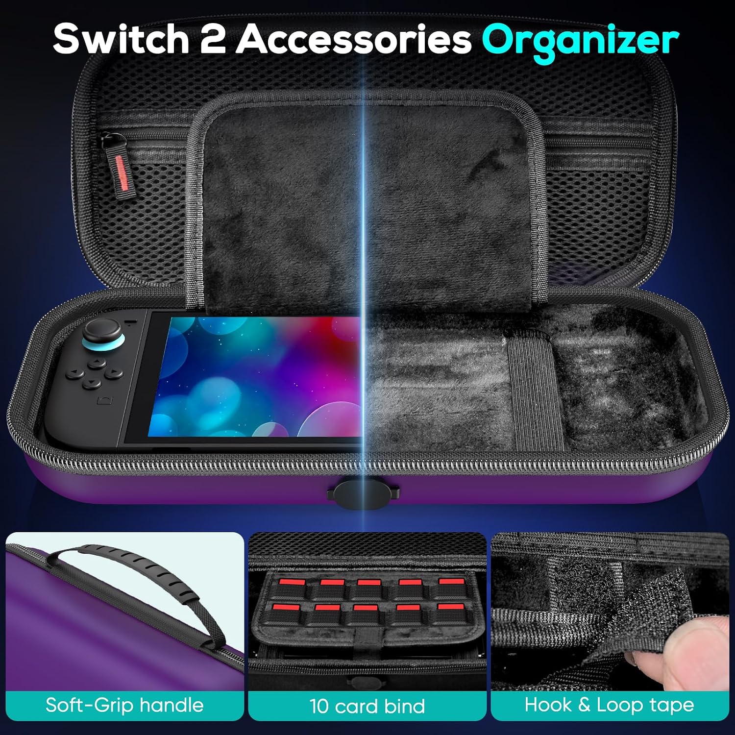 Thumbnail 3 de [Charge Inside] Switch 2 case 10 game slots