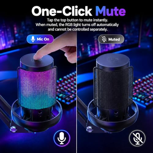 Detalle de Anykuu Micro Gaming RGB 24 Bits/192 kHz USB Microphone Condensateur