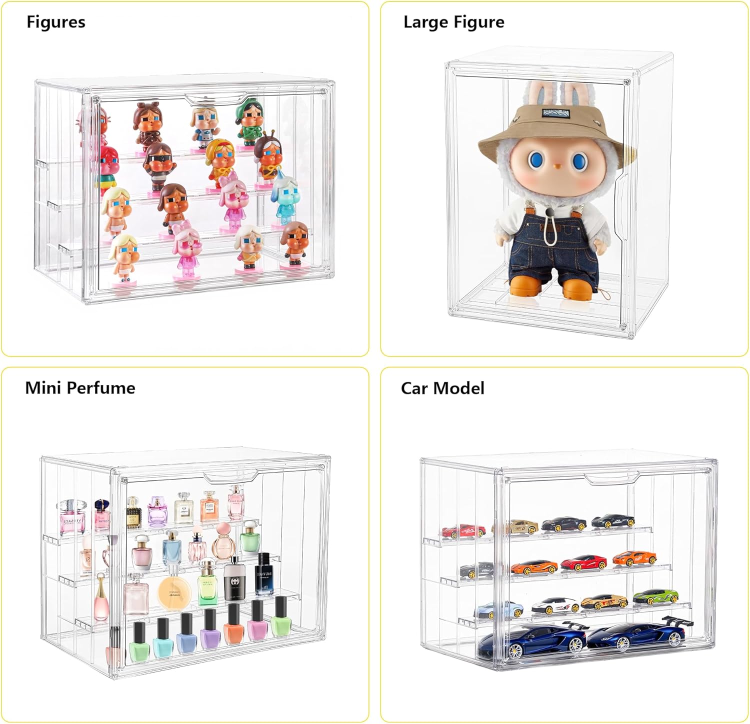Thumbnail 4 de Clear Acrylic Display Case for Collectibles: 4-Layer, Magnetic Door, Stackable 14-Inch Shelf