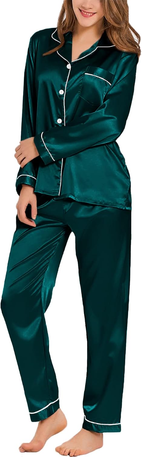 Thumbnail 4 de SWOMOG Silk Satin Pajamas Set 2-Piece XS-3XL