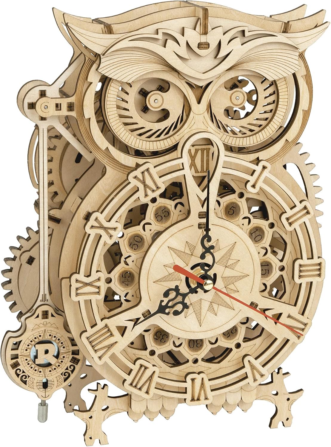 Detalle de Robotime Gufo Sveglia 3D Puzzle in legno LK503: kit autoassemblaggio con timer a campana