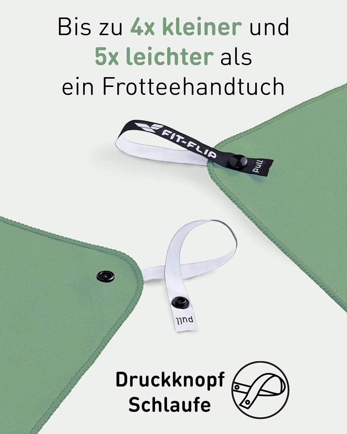 Detalle de Fit-Flip Mikrofaser-Handtuch schnelltrocknend – ideal für Fitness, Sport und Sauna