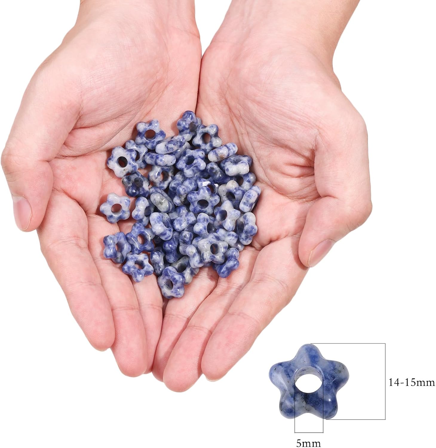 Detalle 2 de mookaitedecor GDSTSU041904 Sodalite Flower Beads, 5mm Hole, 10-Pack