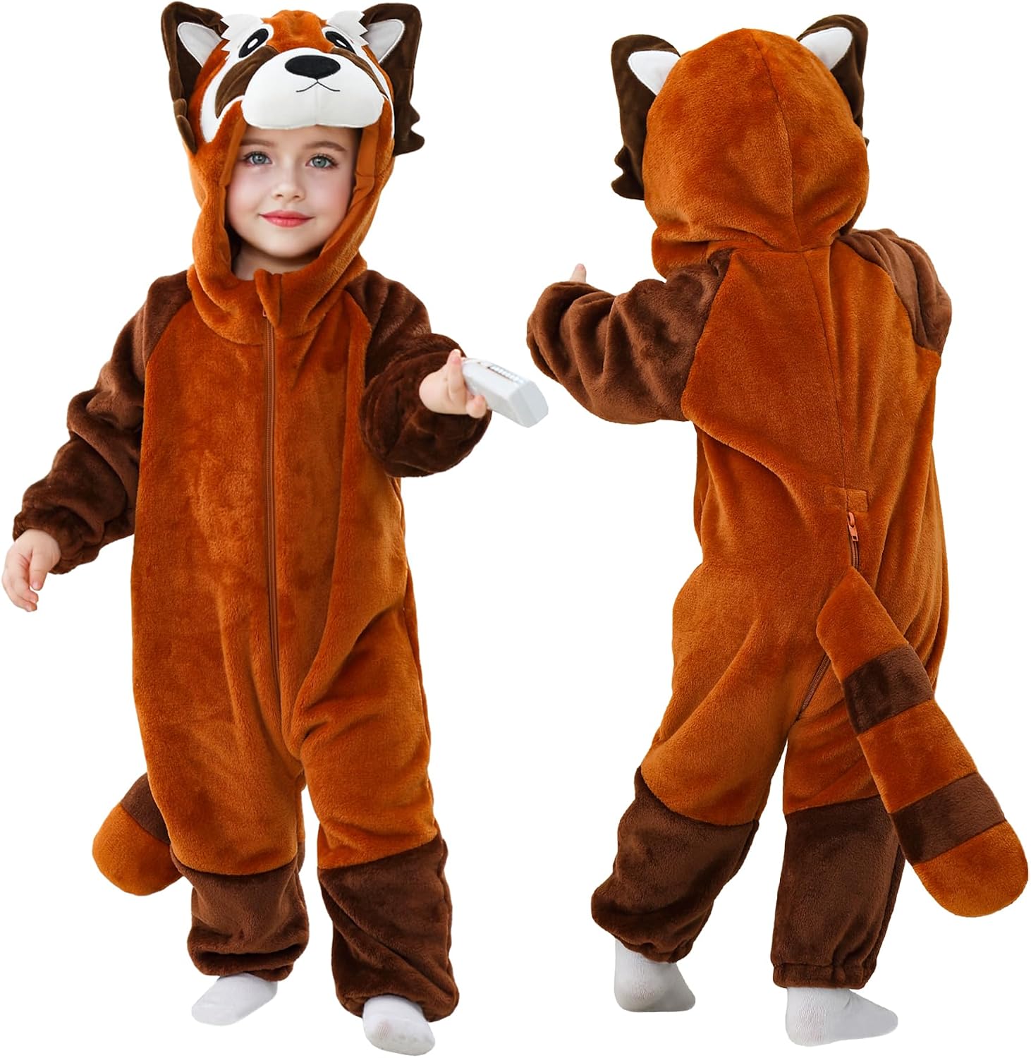 Detalle de TONWHAR Baby Raccoon Romper, Polyester Flannel Halloween Costume and Playwear, 0-5T