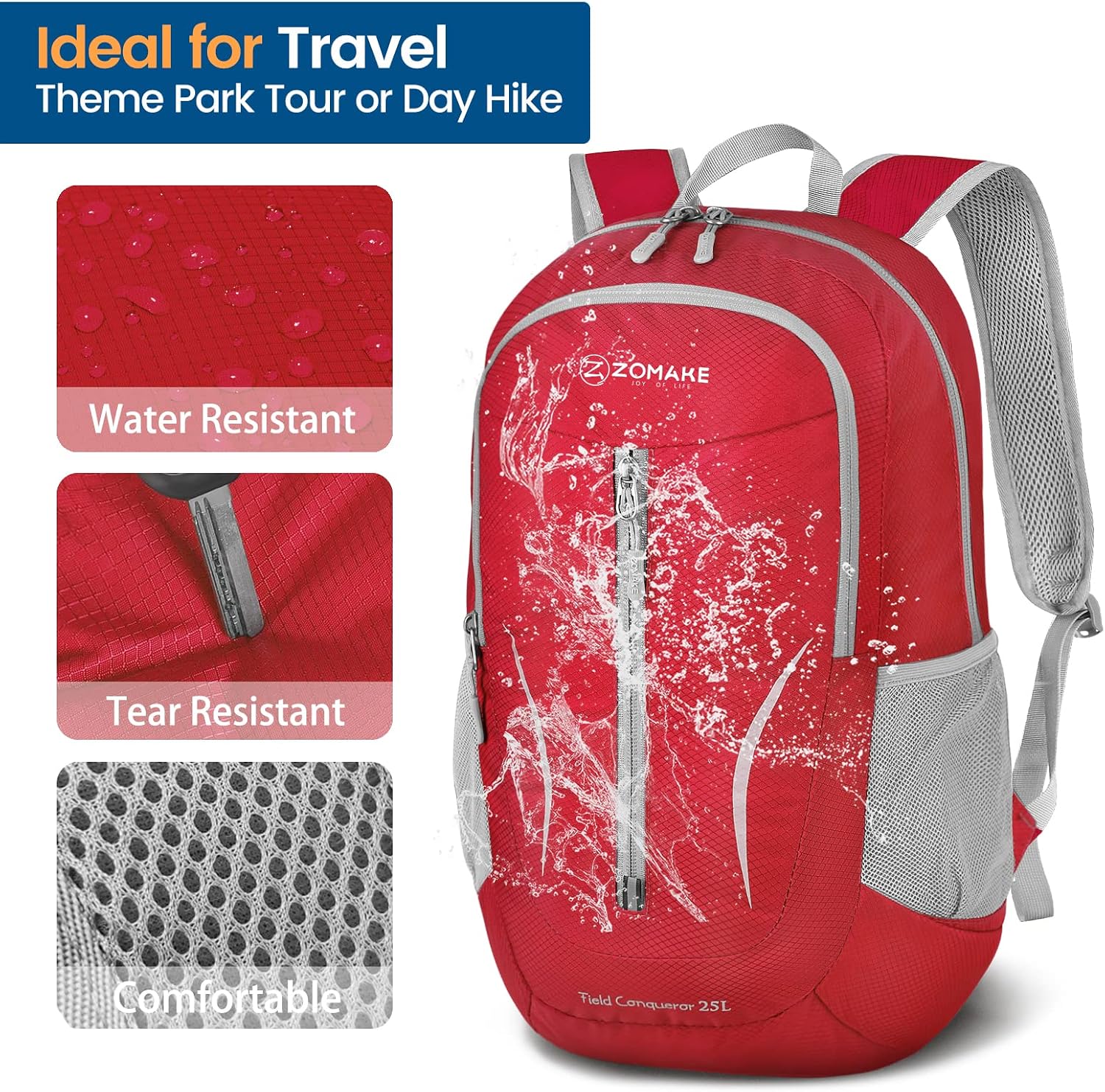 Detalle de ZOMAKE sac à dos pliable ultra-léger 25L (packable) pour randonnée, voyage et sorties
