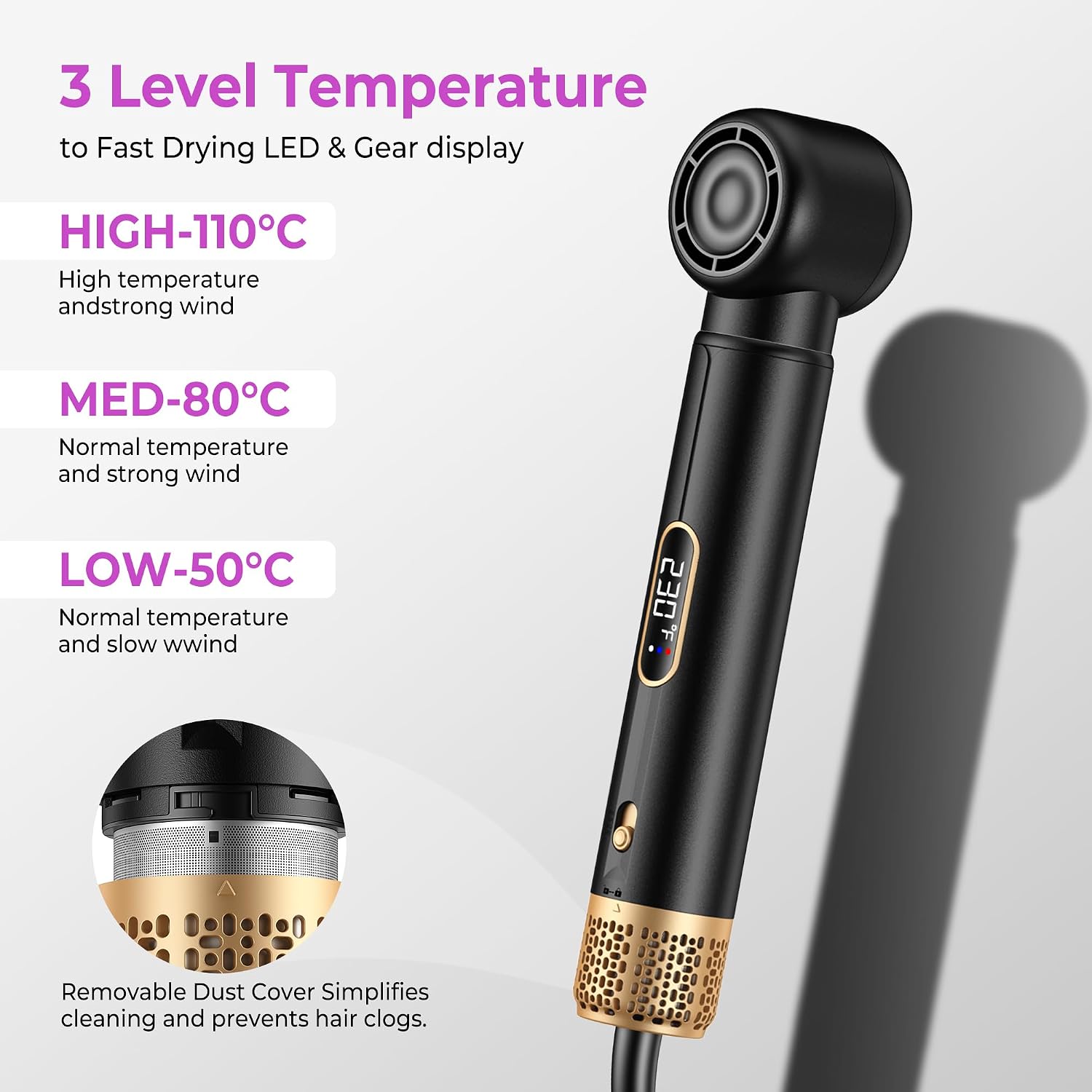 Detalle 2 de UMIGA 5-in-1 Hot Air Styler Brush Set: Ionic Dryer, Curlers, Straightener and More