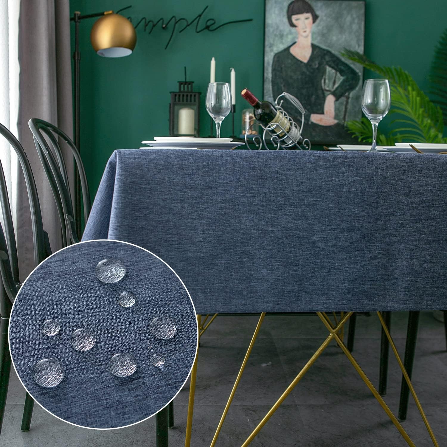 Yeahshion Tischdecke Rechteckig 140 × 240 cm blau – Schmutzabweisend, wasserdicht, Polyester-Leinen-Effekt