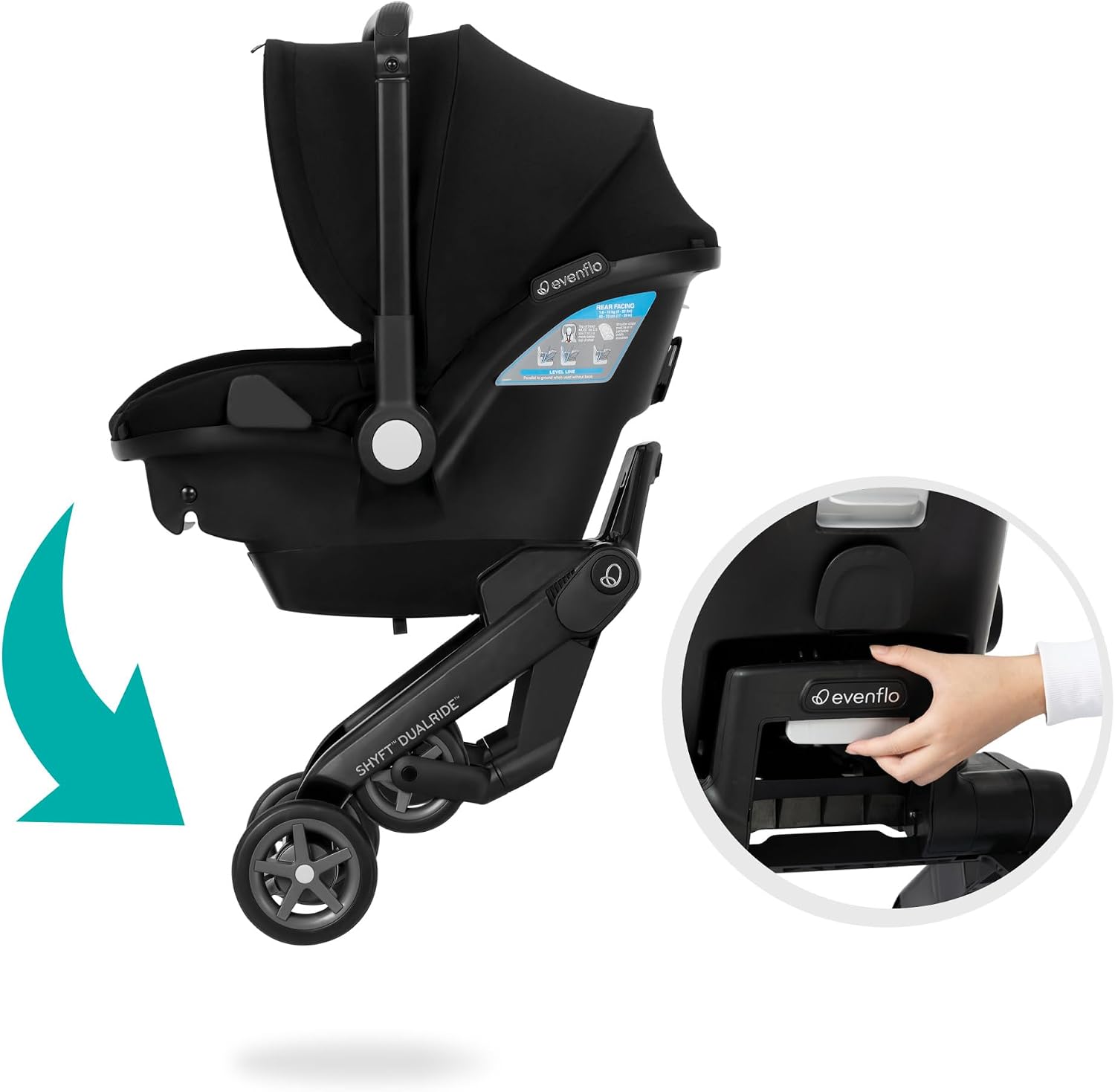 Detalle 2 de Evenflo infant car seat and stroller combo Shyft DualRide