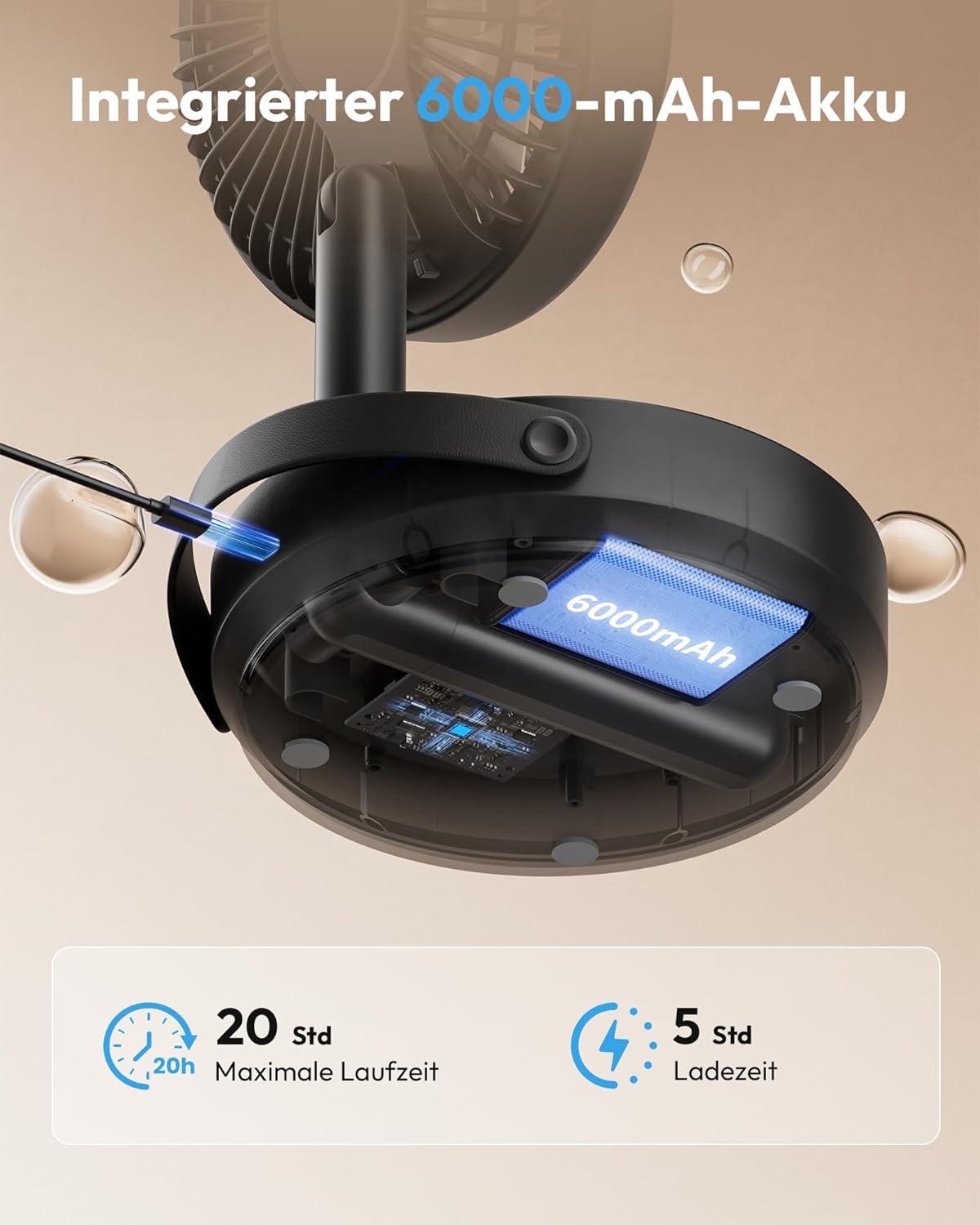 Detalle 2 de Gaiatop Faltbarer Tischventilator – kompakt, flexibel und zuverlässig