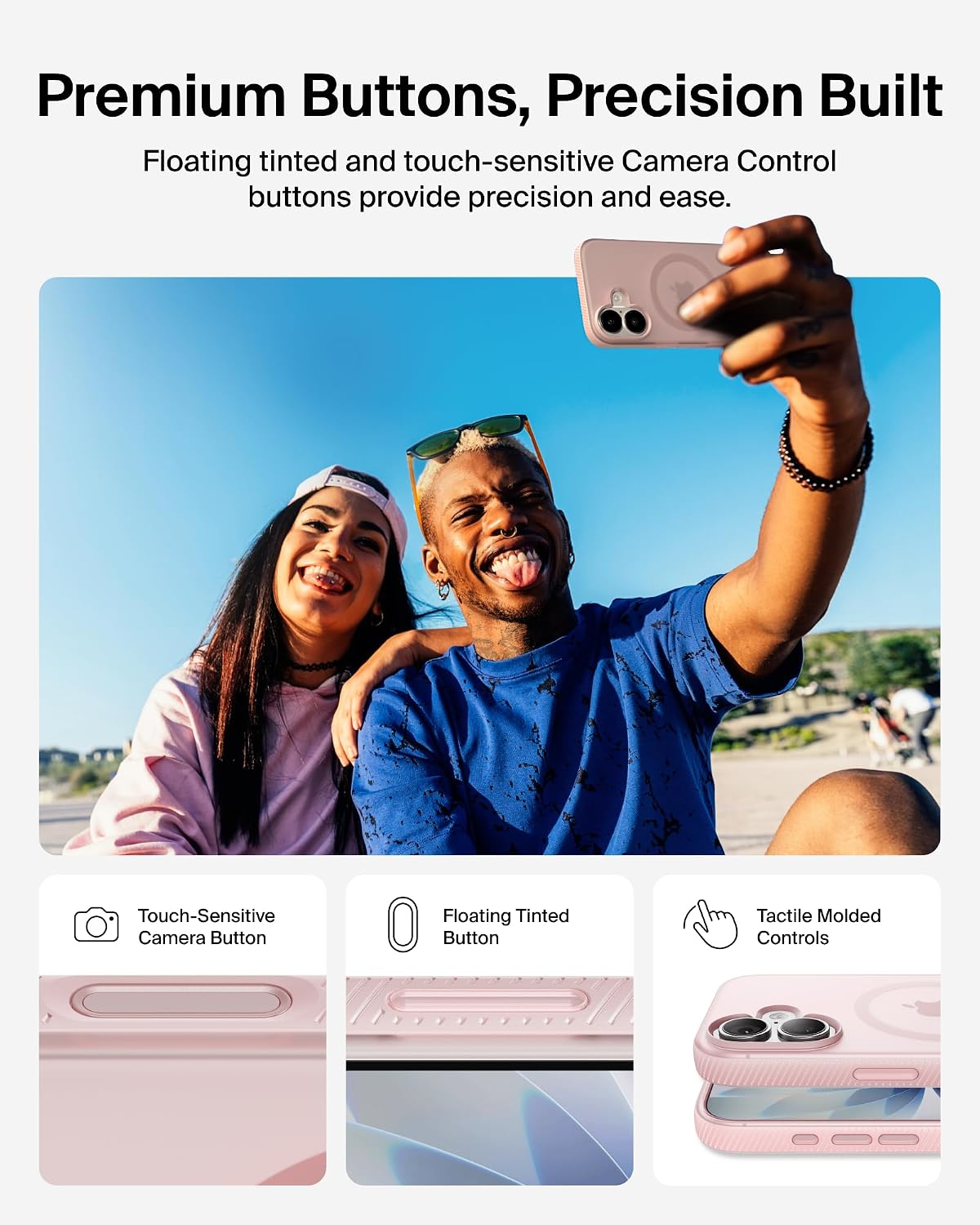Detalle de Belkin SheerForce Grip MagSafe Case for iPhone 17 – Slim, Transparent Pink with Anti-Slip Edges