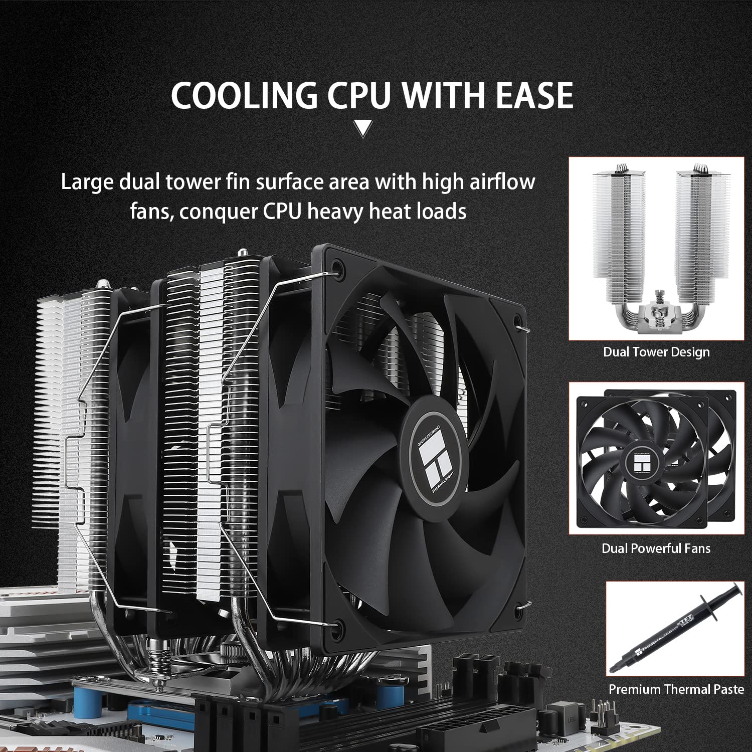 Detalle 2 de Thermalright Phantom Spirit 120 SE air CPU cooler with AGHP 4.0, dual 120mm TL-C12B V2 PWM fans