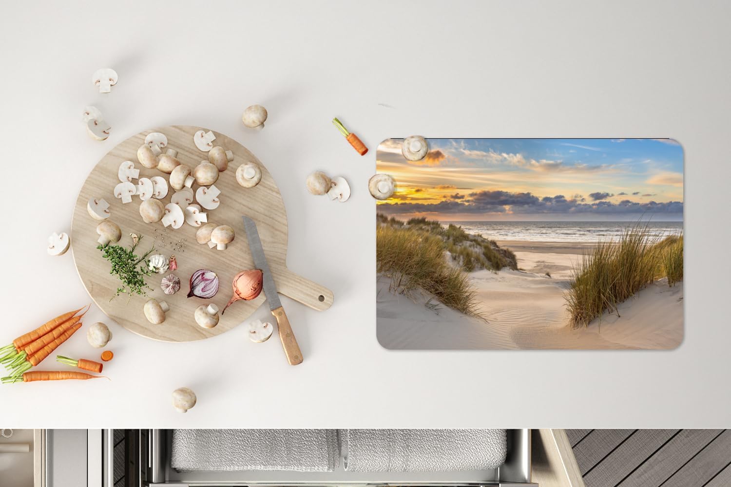 Detalle de KitchenYeah placemats set van 6, vinyl, 45 x 30 cm, Strand-Dune