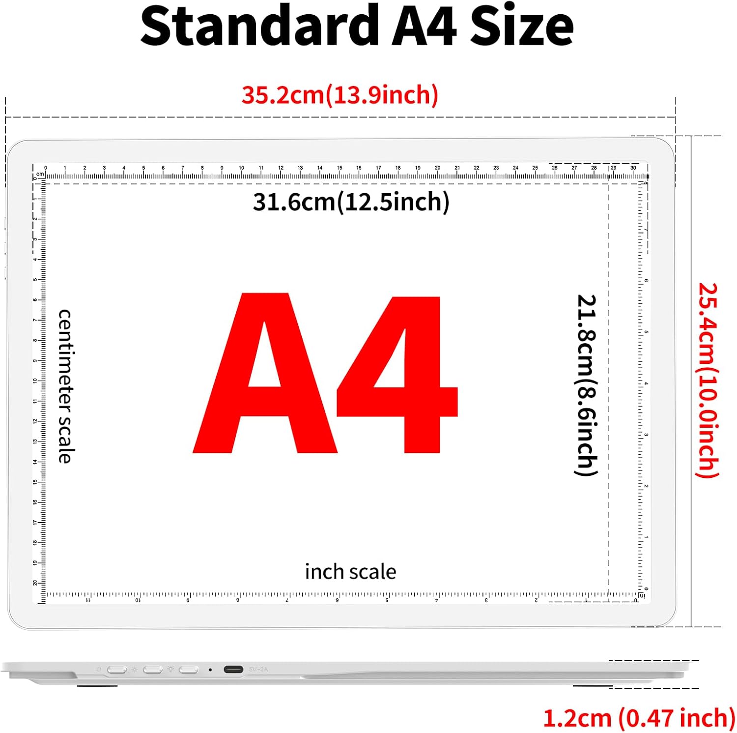 Thumbnail 4 de TOHETO Lavagna luminosa ricaricabile A4 con supporto pieghevole integrato – grande efficienza per Diamond Art e tracing