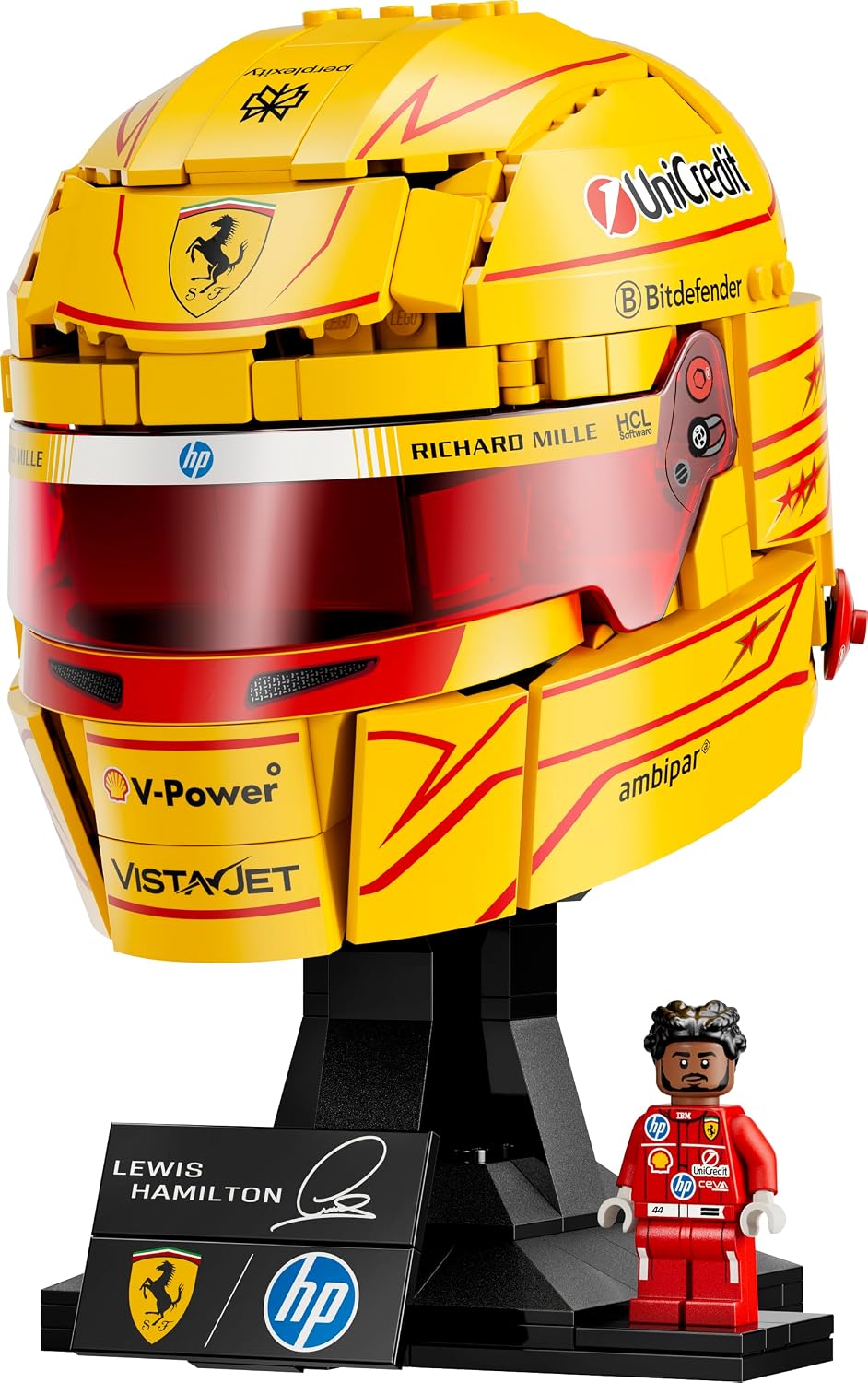Detalle de LEGO Editions Scuderia Ferrari HP Lewis Hamilton Helmet (43022) – Modello da Esposizione con Minifigure