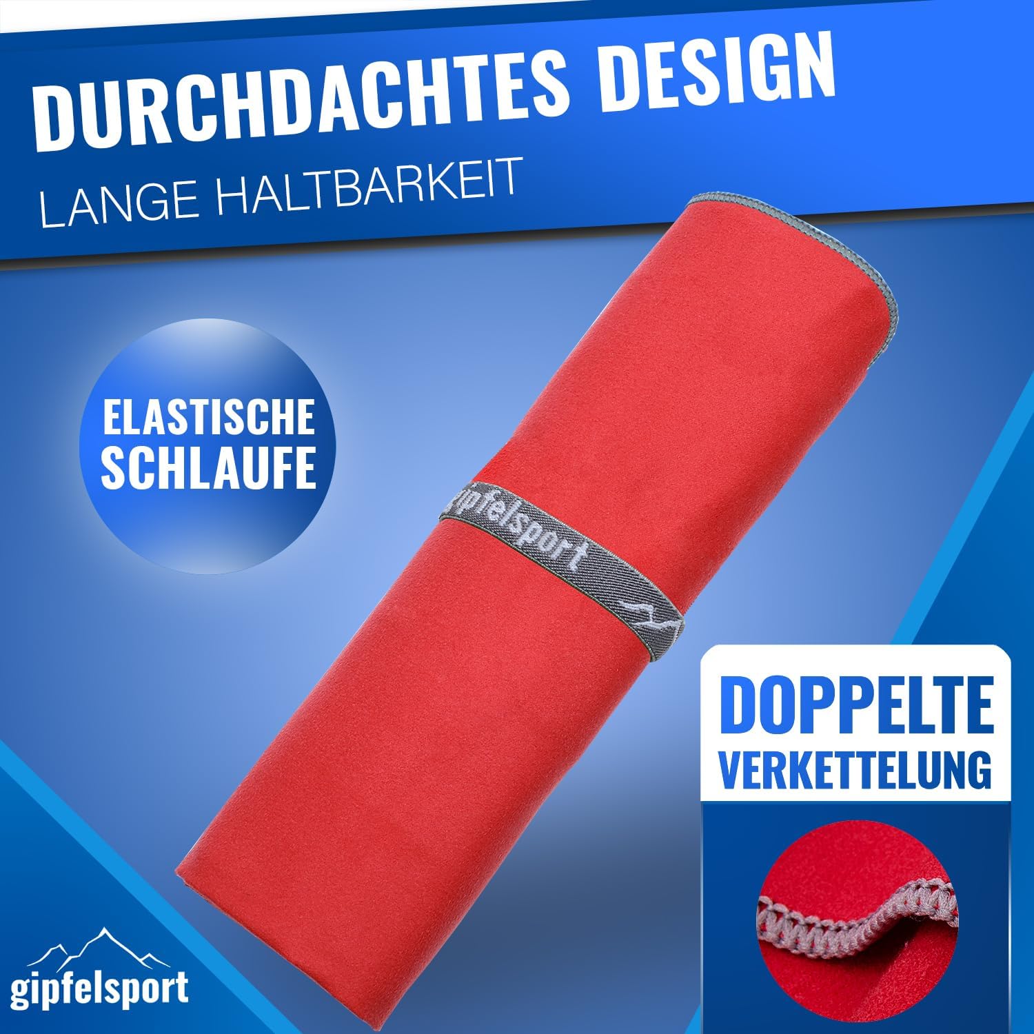 Thumbnail 6 de gipfelsport Mikrofaser Handtuch 80x40 cm – schnelltrocknendes Strand- und Sporttuch in Rot