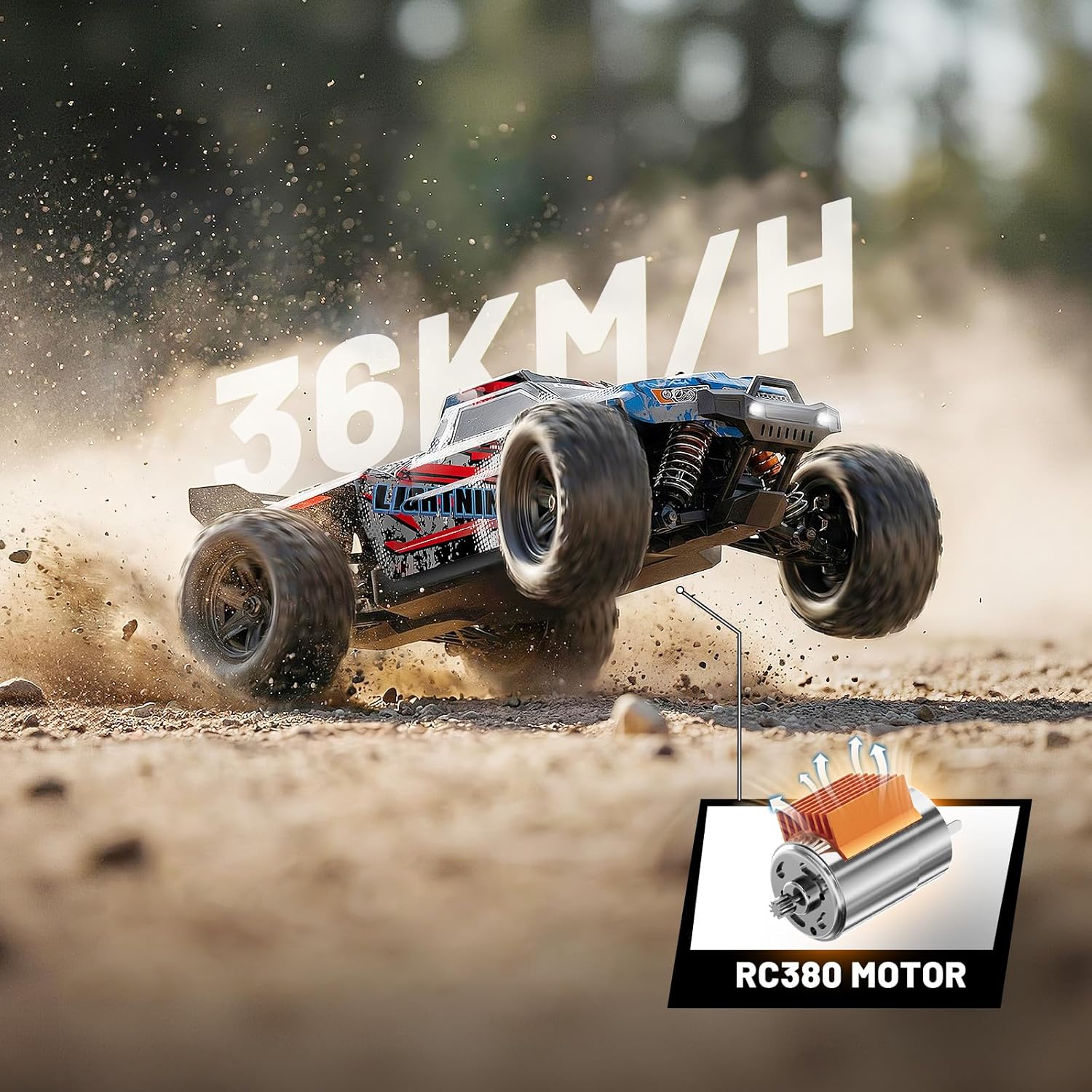 Thumbnail 1 de Cirmine Ferngesteuertes 1:18 RC Auto 4WD Offroad – High Speed 36 km/h, 2× 7,4V 1300mAh Li-Ion, 2,4GHz, Metall-Getriebe