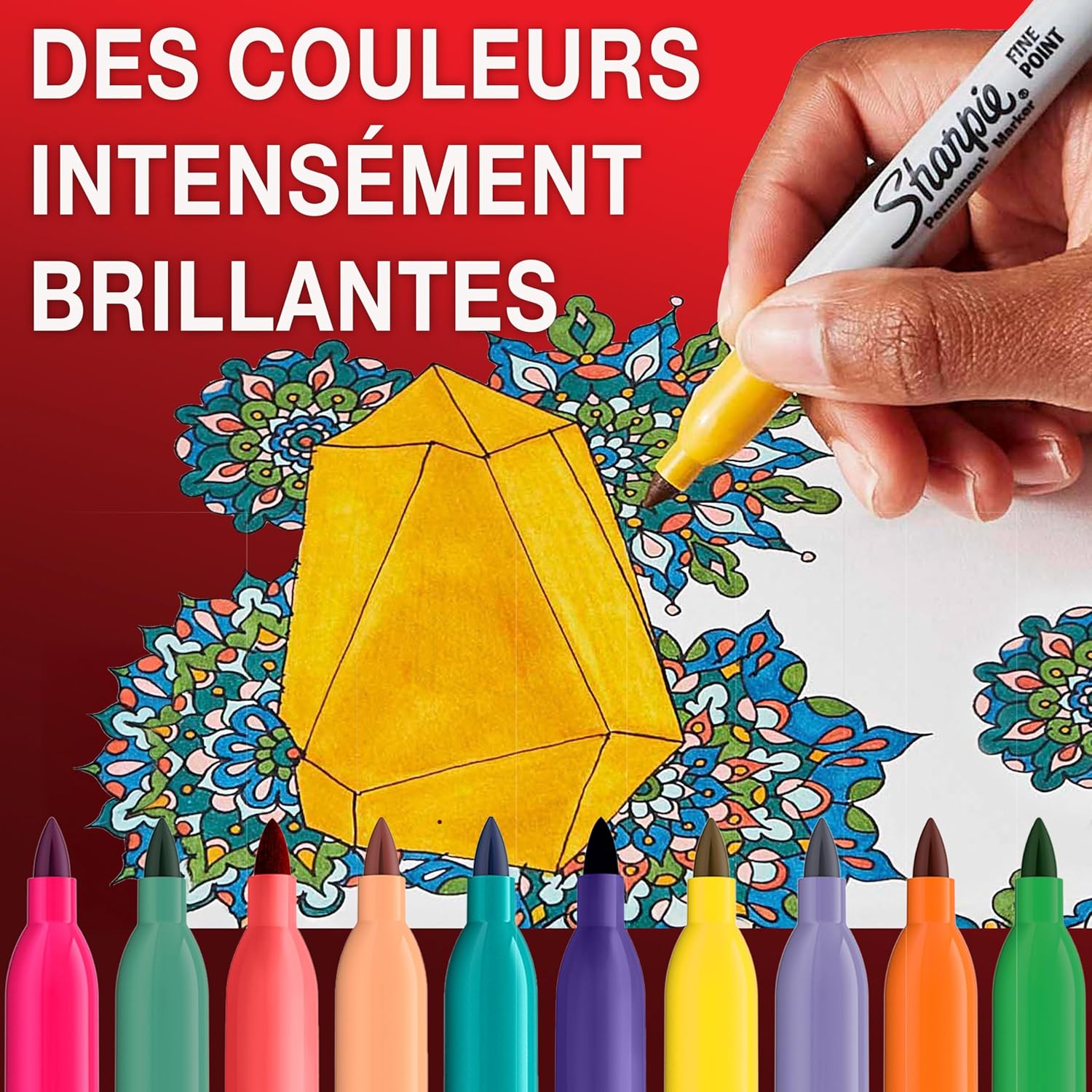 Thumbnail 2 de Sharpie Marqueurs Permanents – Stylos à Pointe Fine, 24 Couleurs Assorties
