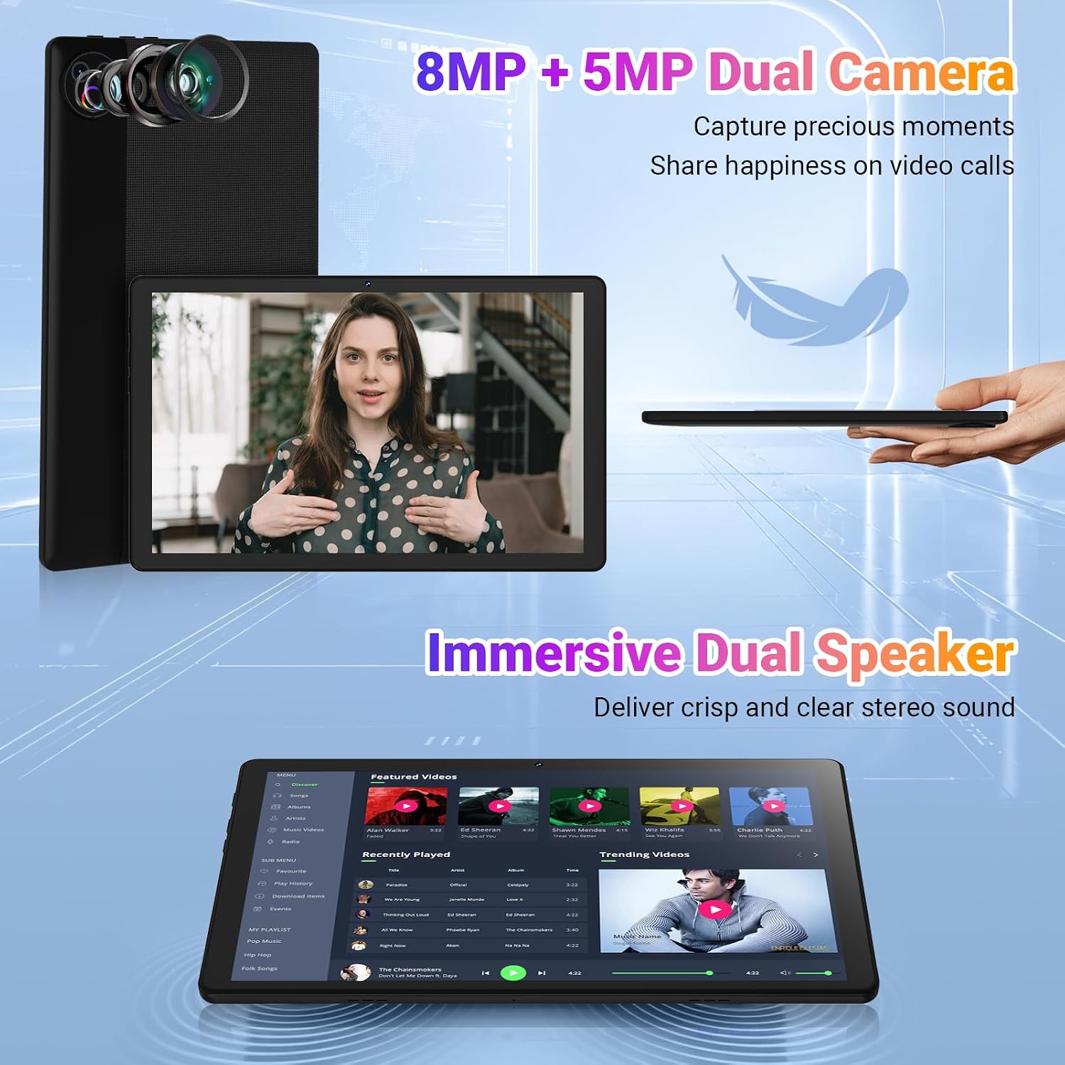 Thumbnail 6 de Gleeso Tablet 10-Inch Android 16 with 24GB RAM, 1TB Expandable Storage and Face Unlock