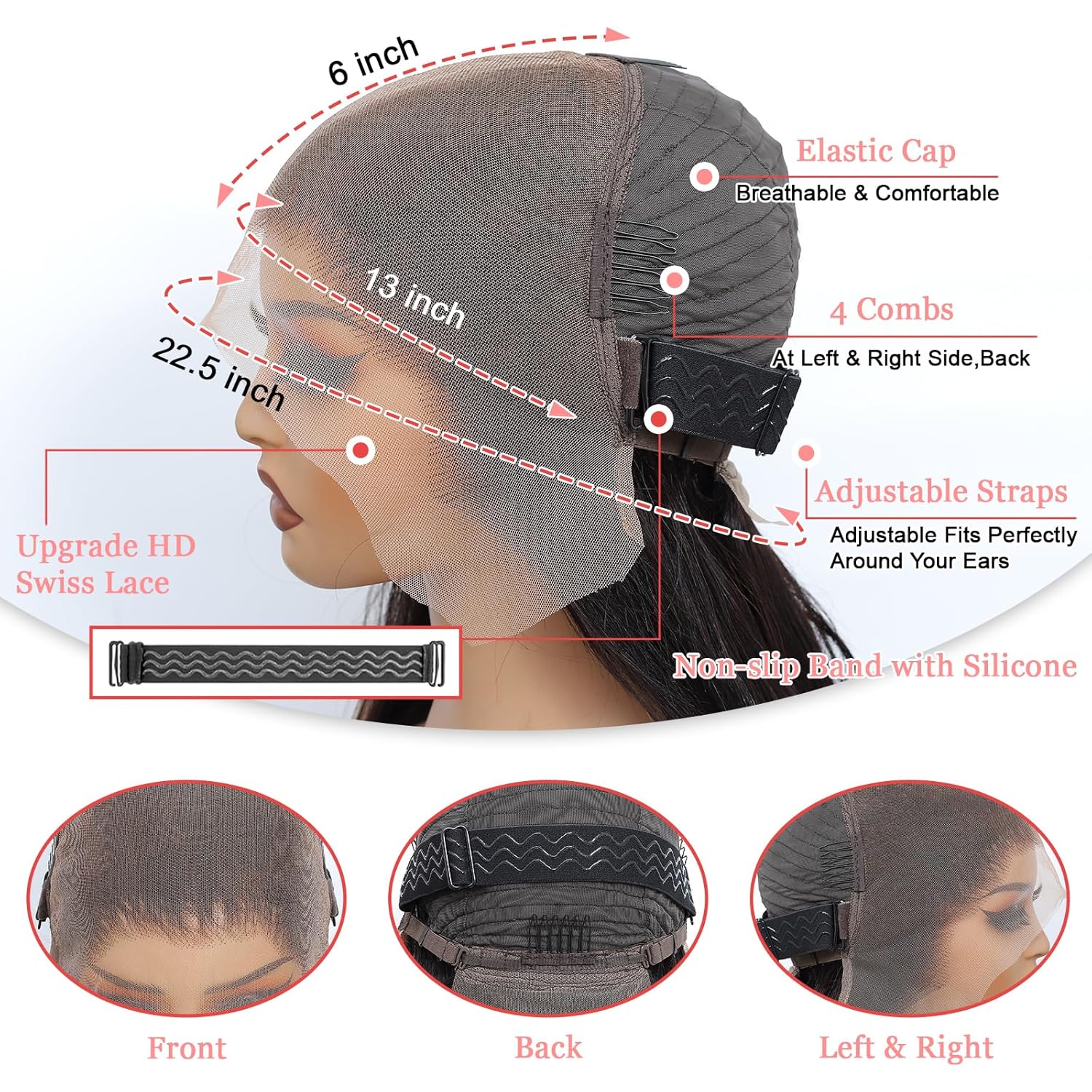 Detalle de Draylith 30 Inch 13x6 HD Lace Front Human Hair Wig, 200 Density, Glueless & Pre-Plucked