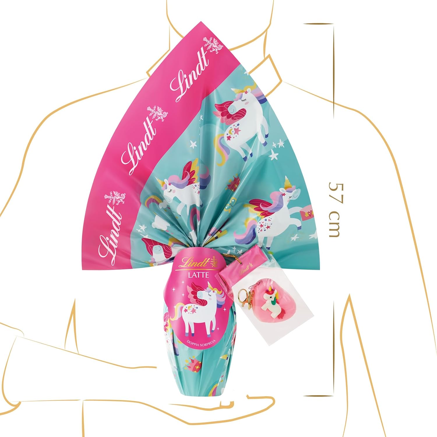 Detalle de Uovo di Pasqua Lindt 2026 per bambini al cioccolato al latte con doppia sorpresa Unicorni, 240 g