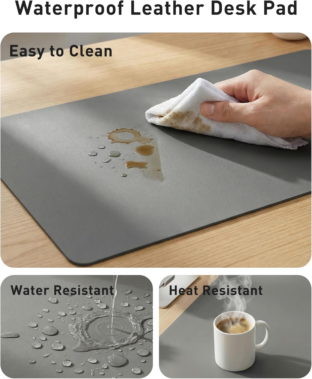 Thumbnail 6 de Aothia Faux Leather Desk Mat, 40" x 24" Non-Slip PU Surface
