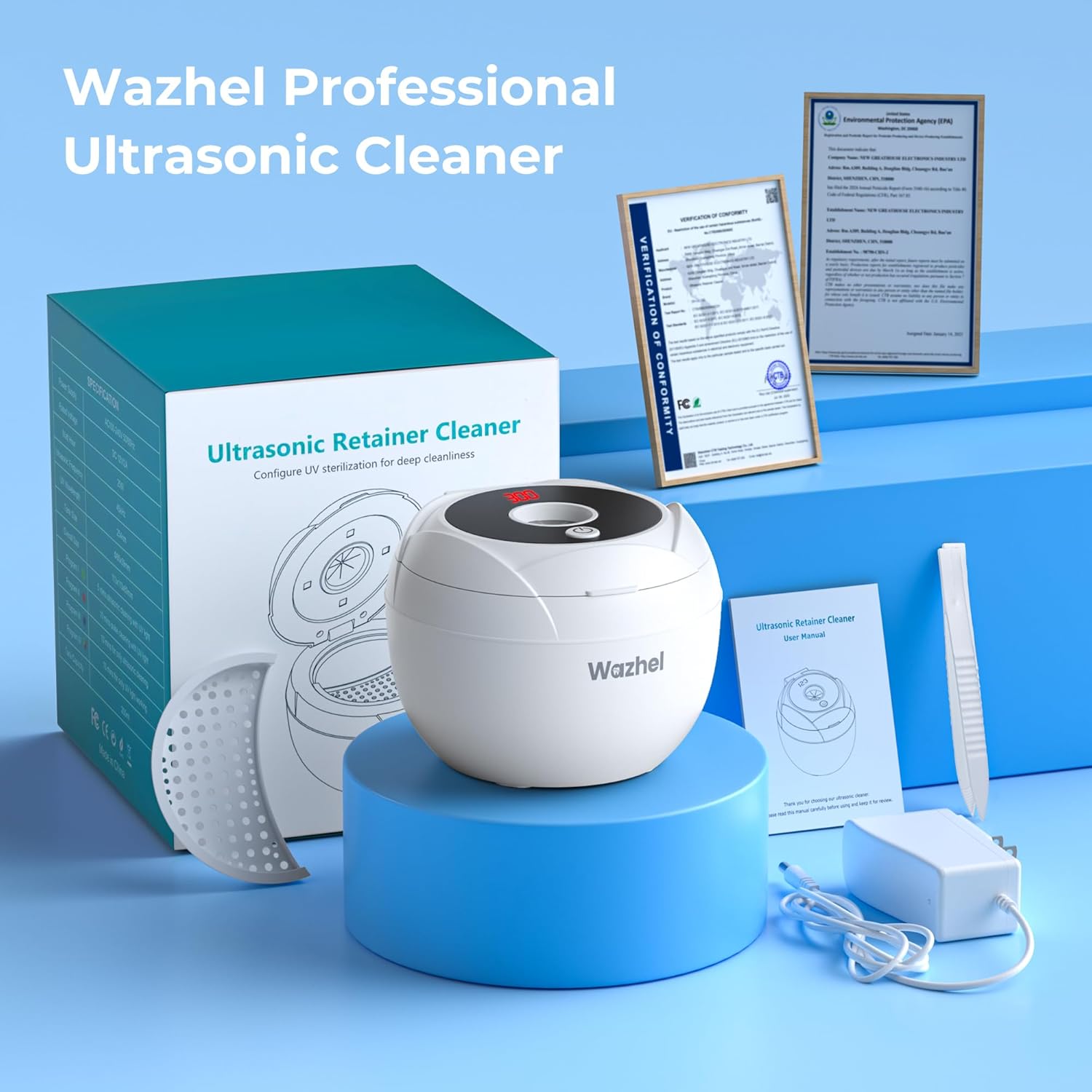 Thumbnail 6 de Wazhel Ultrasonic 45kHz Retainer Cleaner 🦷