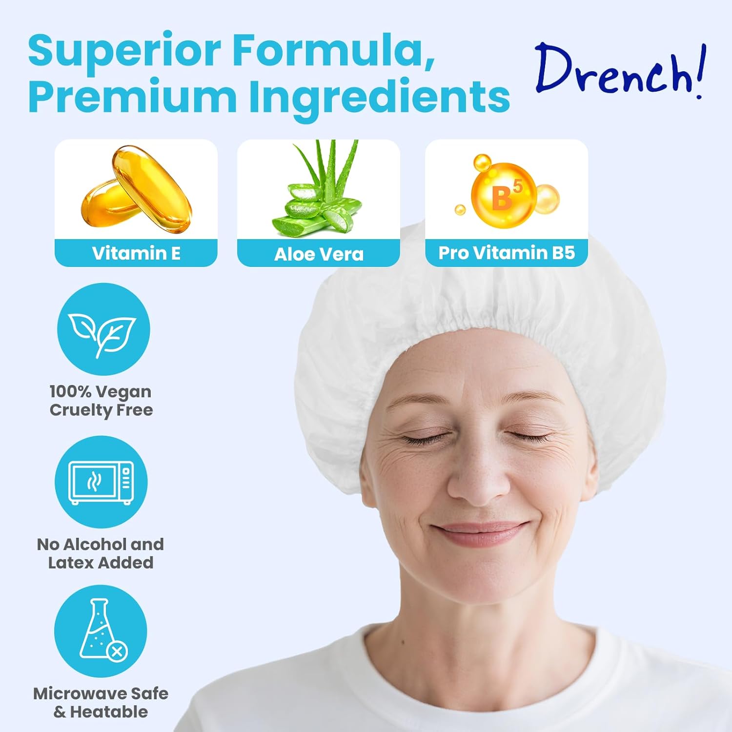 Detalle de Drench! No Rinse Shampoo Cap 12-pack