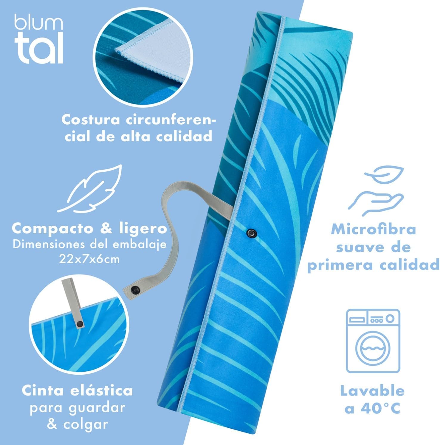 Detalle de Blumtal Toalla Microfibra Playa 90x180 cm 🌴 Rápida y Compacta